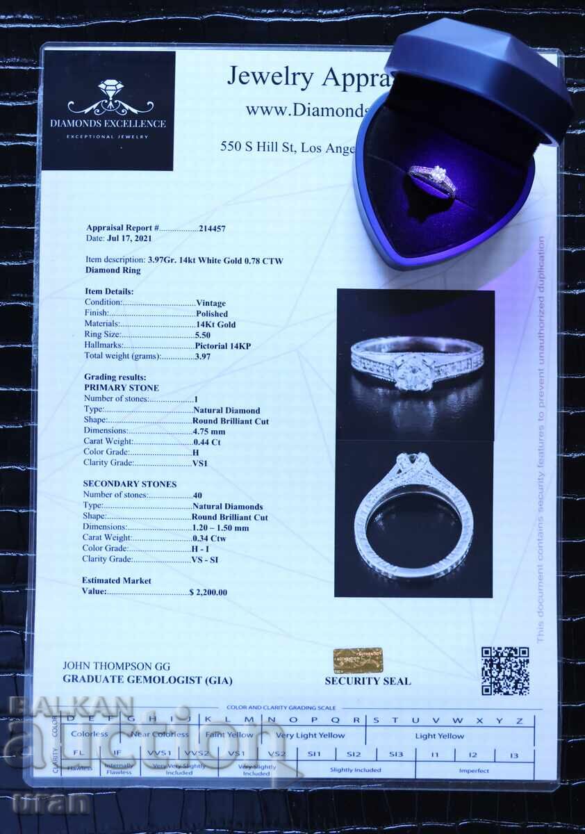 Livrarea Inel Vintage din Aur cu Diamante Naturale de 0.78ct