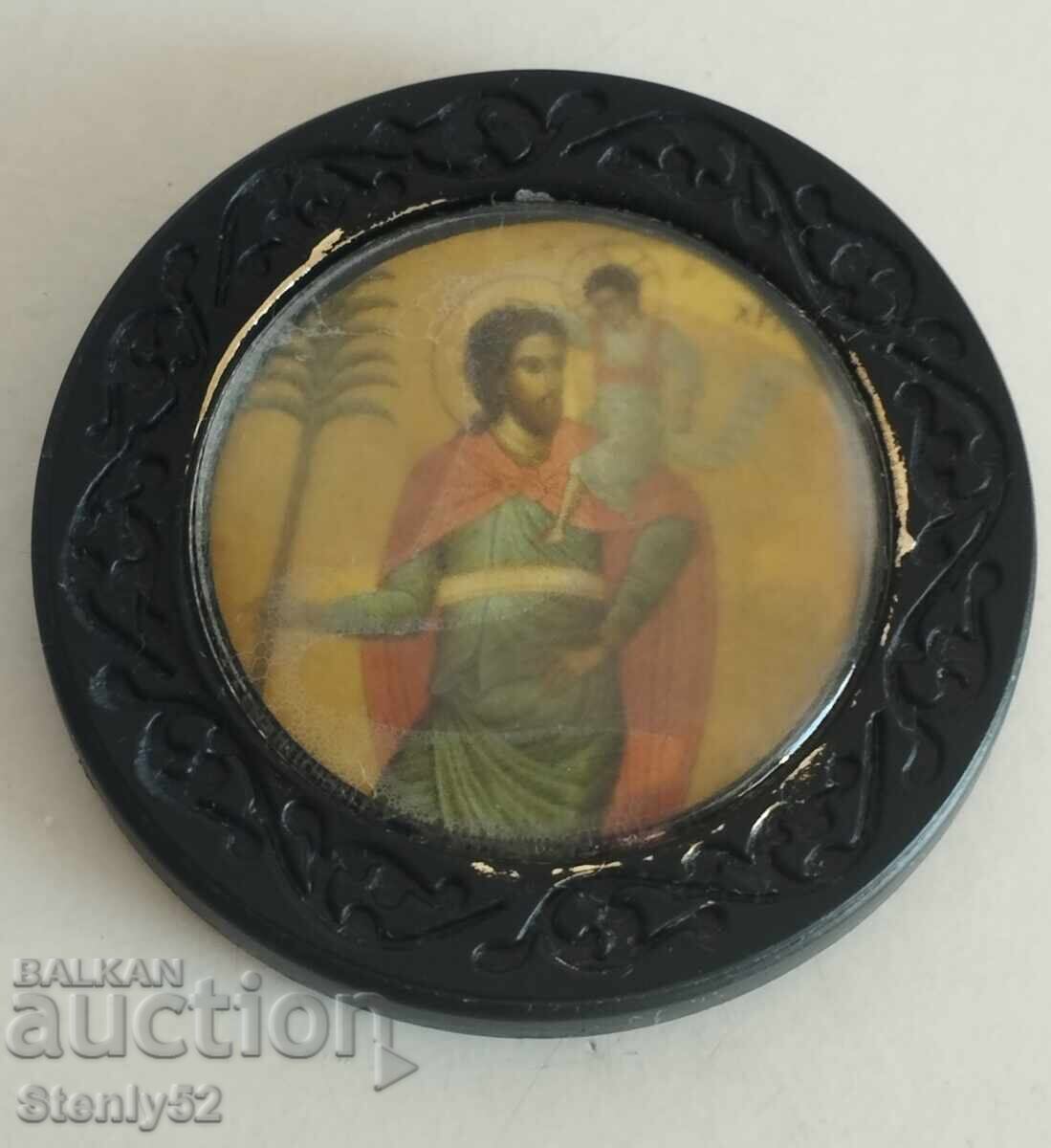 Mini iconă rotundă cu Iisus Hristos cu diametrul de 3,5 cm Mini iconă rotundă cu Iisus Hristos cu diametrul de 3,5 cm