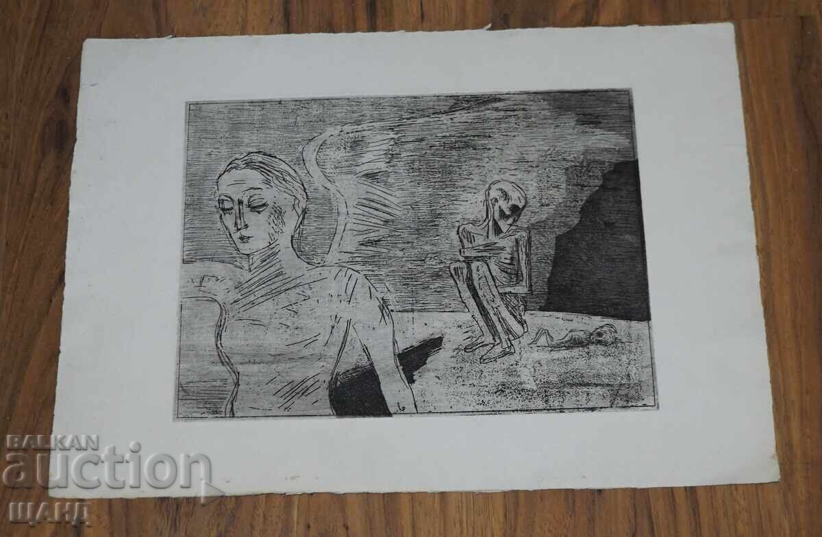 Ilia Pashov Grafică de maestru vechi litografie Mamă Ilia Pashov Grafică de maestru vechi litografie Mamă