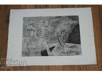 Ilia Pashov Grafică de maestru vechi litografie Mamă