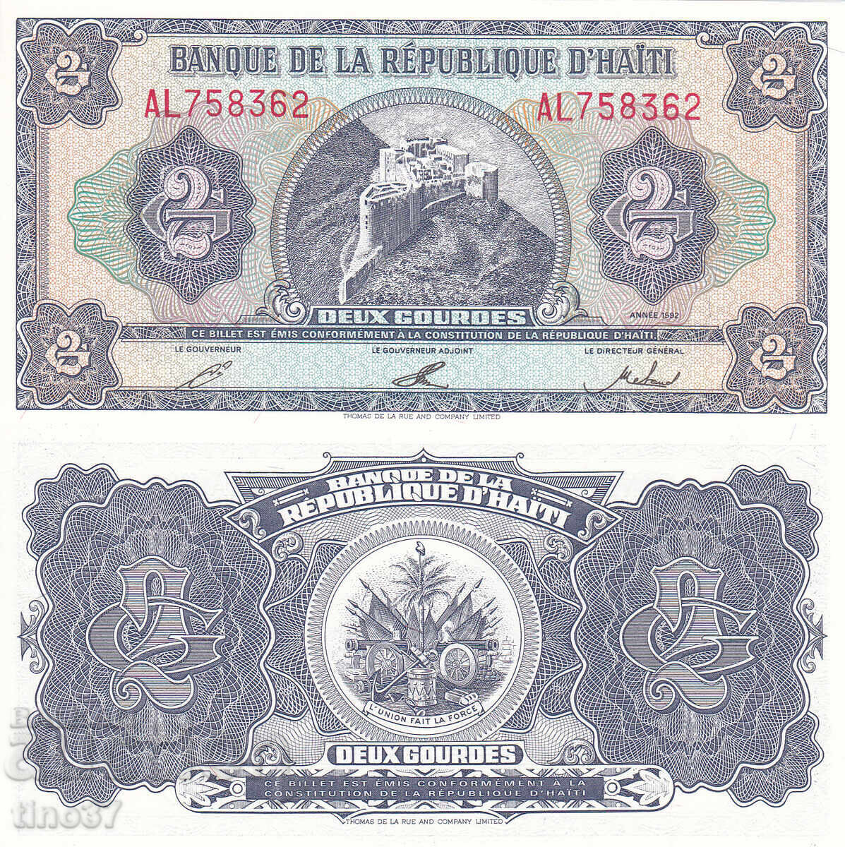 tino37 - HAITI - 2 GOURDES - 1992 - UNC