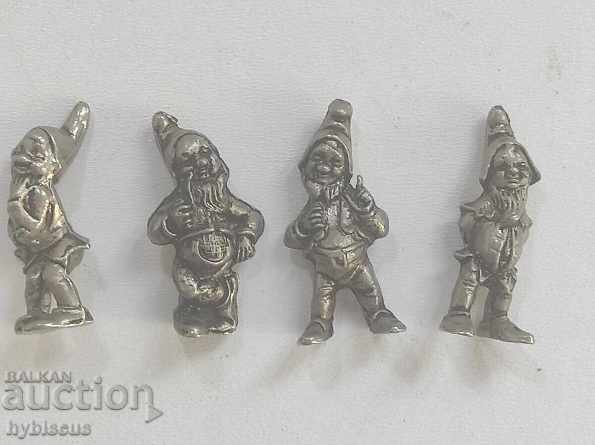 Set of 4 miniature pewter gnomes
