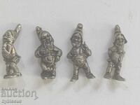 Set of 4 miniature pewter gnomes