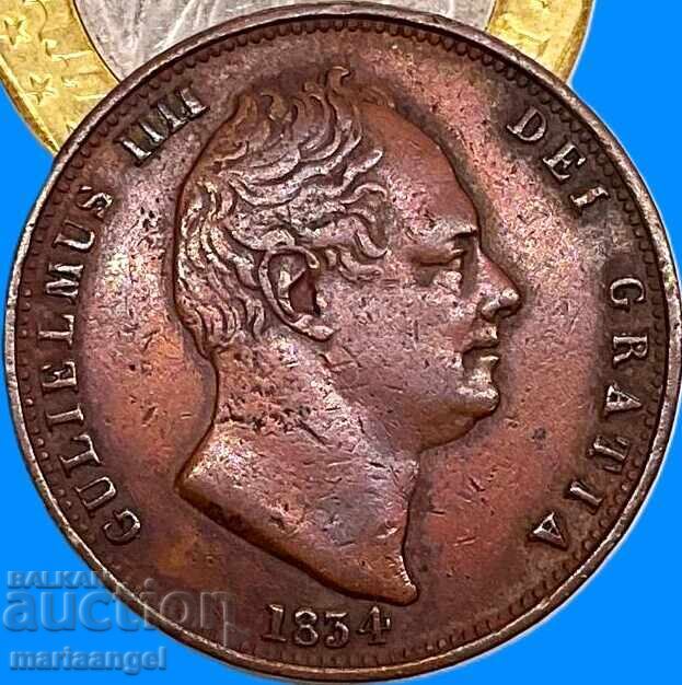 1/2 πένα 1834 Μεγάλη Βρετανία Γουλιέλμος IV - σπάνιο! - 5