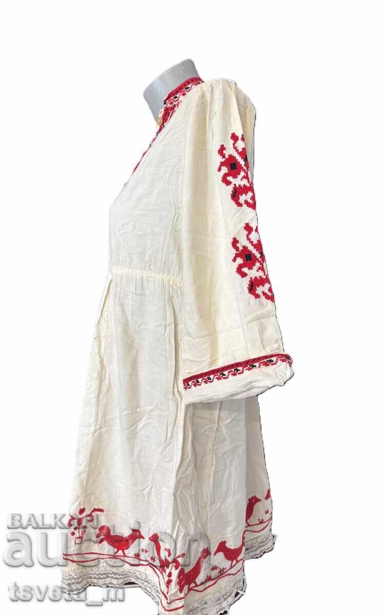 Auction  Cotton women's shirt with handmade embroidery folk costume
