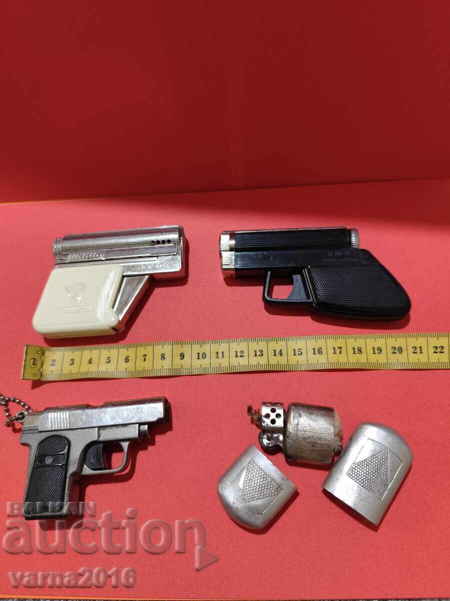 Auction  LOT OF 3 "PISTOL" TYPE LIGHTERS + GIFT