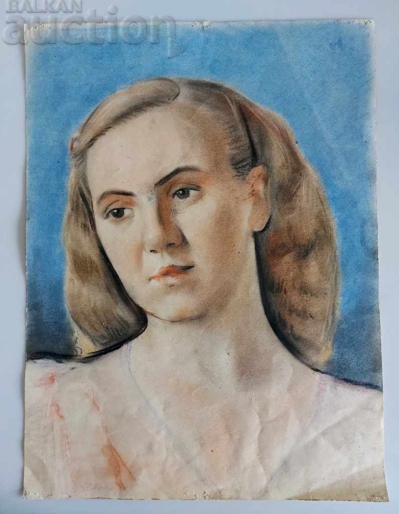 Licitație REGATUL BULGARIEI TABLOU VECHI PORTRET FEMEIE ACUARELĂ Licitație REGATUL BULGARIEI TABLOU VECHI PORTRET FEMEIE ACUARELĂ