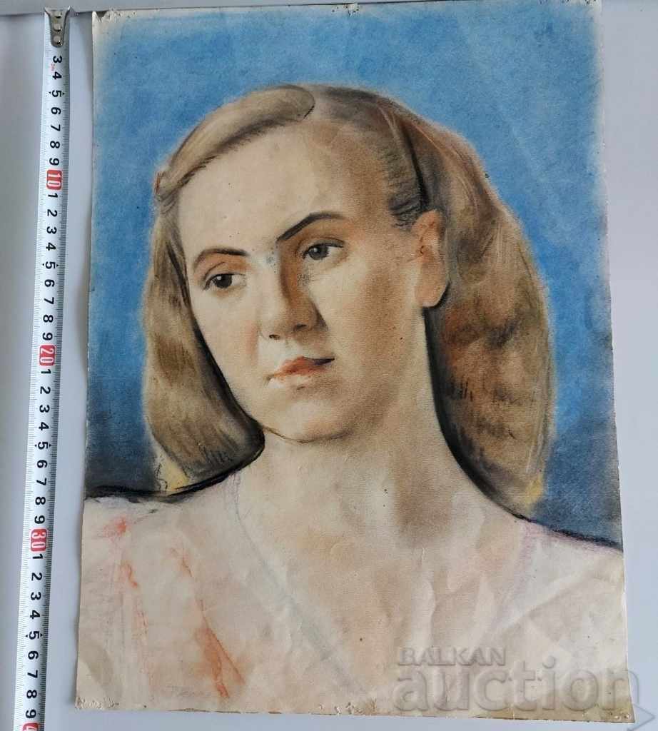 Livrarea REGATUL BULGARIEI TABLOU VECHI PORTRET FEMEIE ACUARELĂ Livrarea REGATUL BULGARIEI TABLOU VECHI PORTRET FEMEIE ACUARELĂ