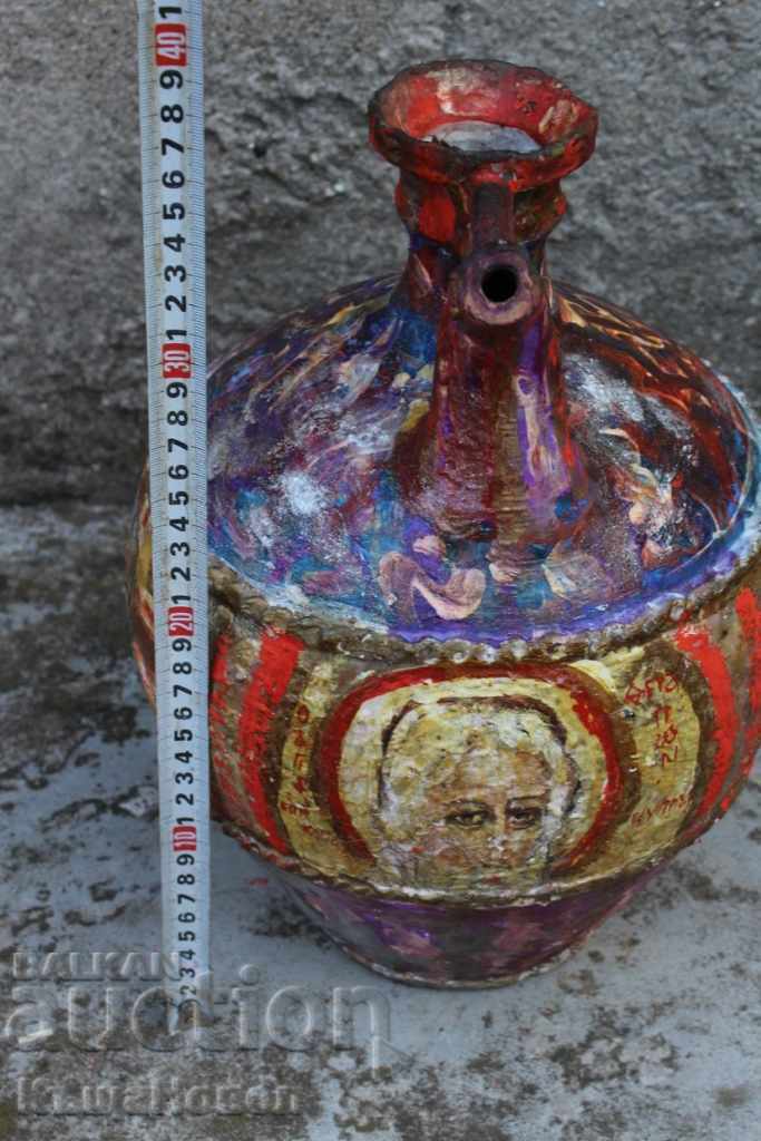 СТАРА РЪЧНО РИСУВАНА ГОЛЯМА СТОМНА ДЕЛВА КРОНДИР ИКОНА ИСУС - 5