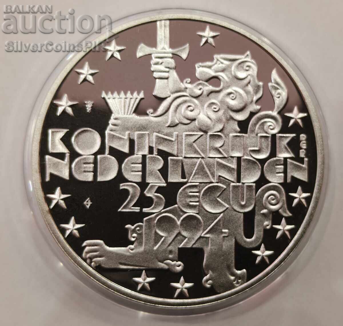 Licitație Argint 25 Ecu Juliana și Bernhard 1994 Olanda