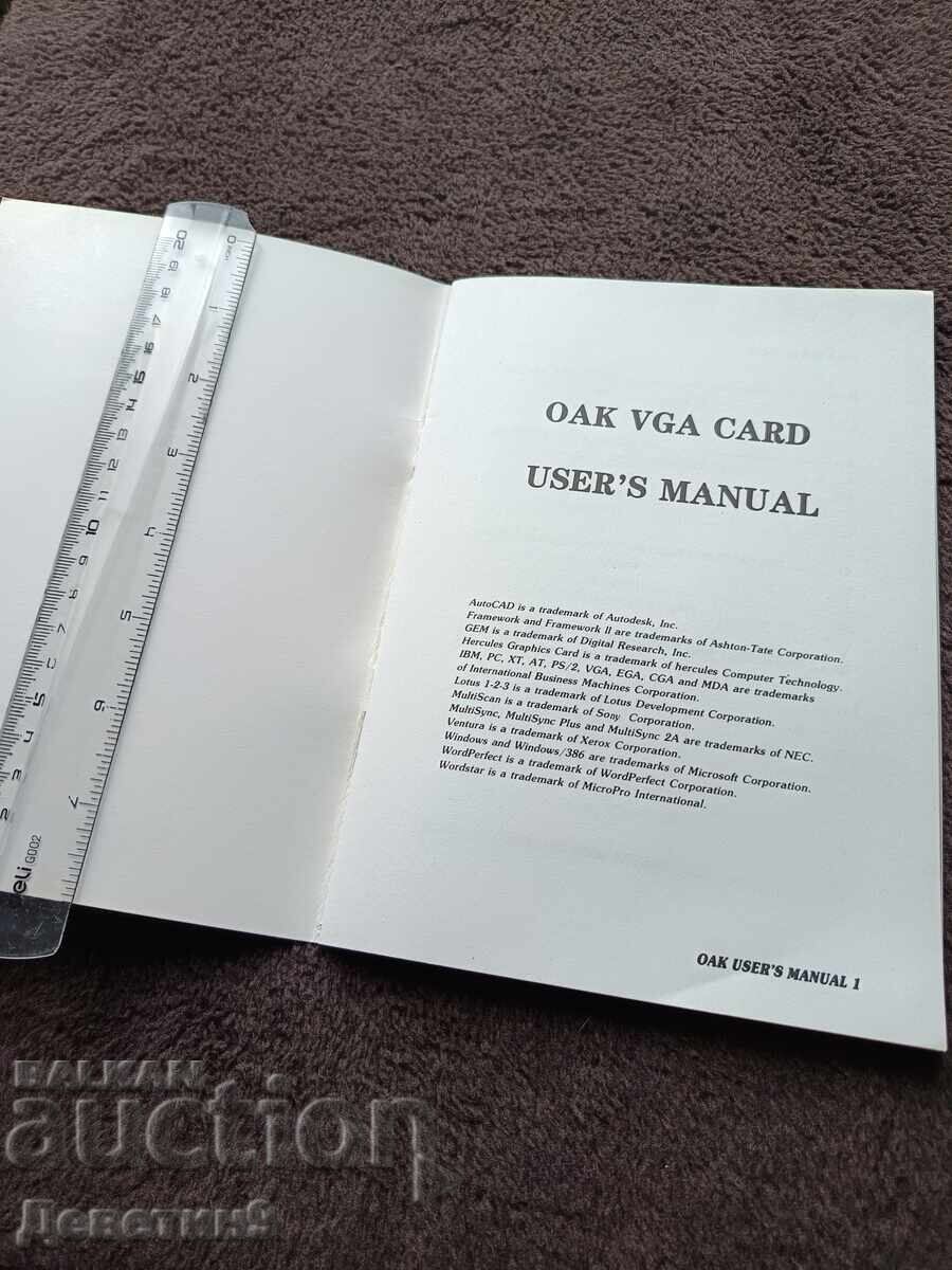 Auction OAK VGA Card - user's manual 1988 Auction OAK VGA Card - user's manual 1988