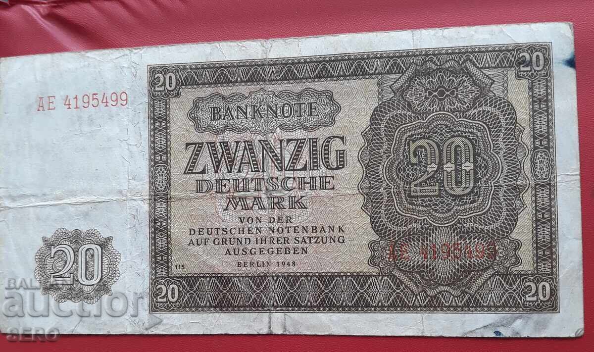 Τραπεζογραμμάτιο-Γερμανία-ΓΛΔ-20 μάρκα 1948