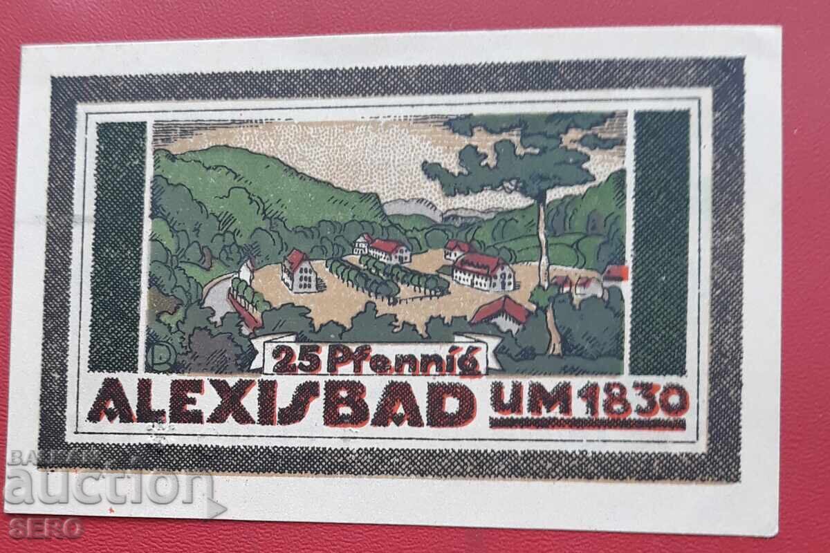 Banknote-Germany-Saxony-Alexisbad-25 Pfennig 1921 with price € 1.01 | 1.98 BGN