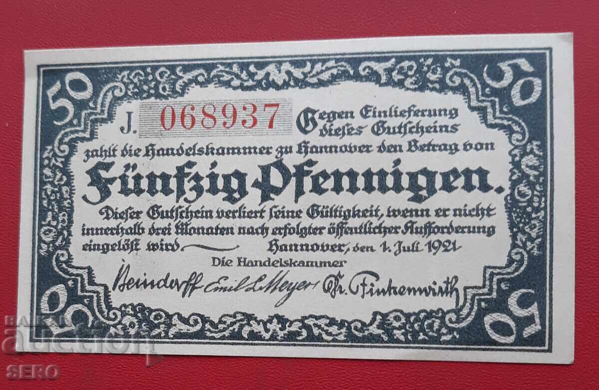 Bancnota-Germania-Saxonia-Hanovra-50 pfennig 1921