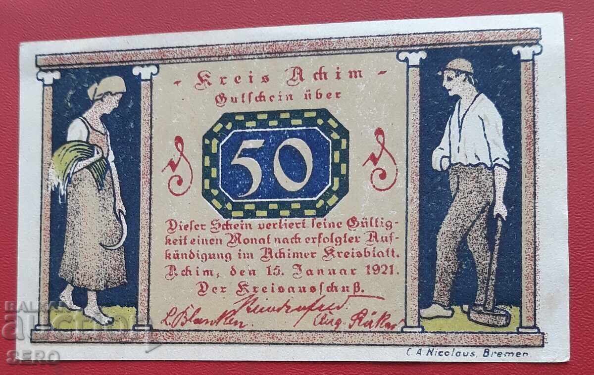 Banknote-Germany-Saxony-Achim-50 Pfennig 1921