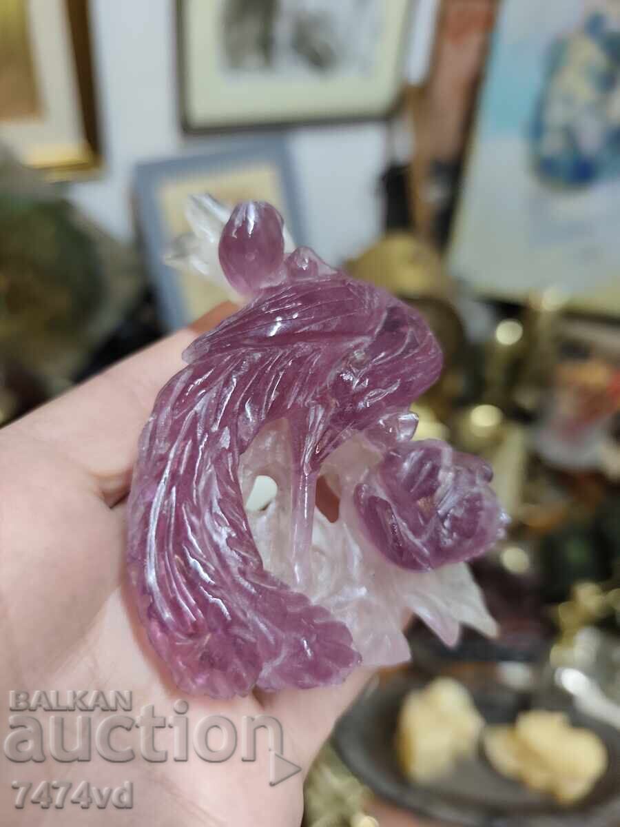 Figurină Phoenix sculptată manual din ametist și cristal cu preț € 40.00 | 78.23 BGN Figurină Phoenix sculptată manual din ametist și cristal cu preț € 40.00 | 78.23 BGN
