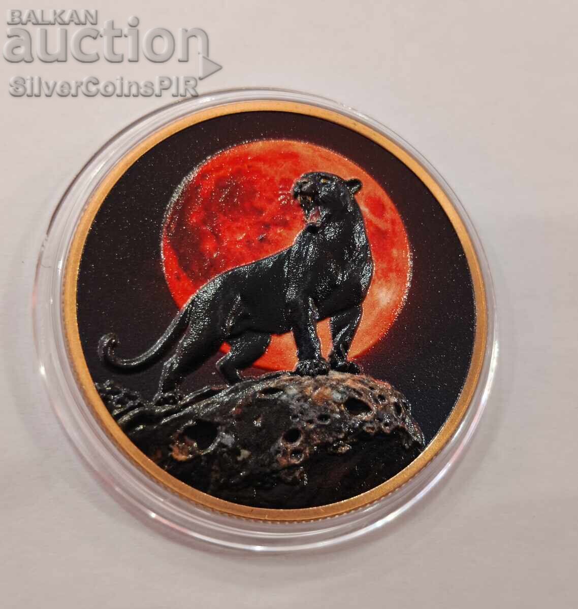 Мед 1 oz Черна Пантера Раунд Диви Животни