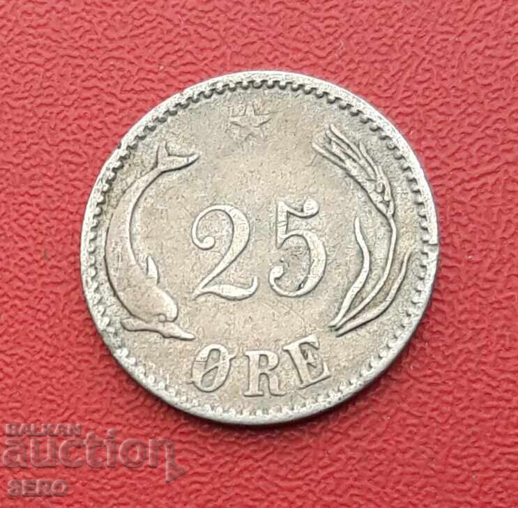 Denmark-25 øre 1891-silver