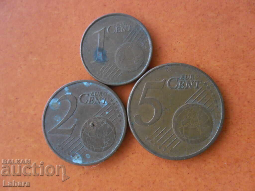 1, 2 și 5 cenți 2002 Grecia cu preț € 0.01 | 0.02 BGN