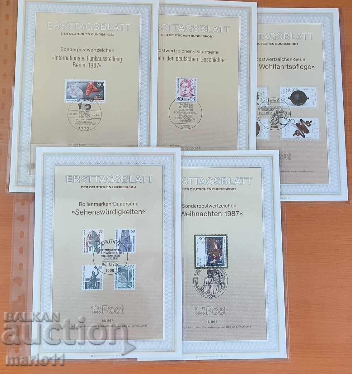Γερμανικά φύλλα πρώτης ημέρας κυκλοφορίας με τιμή € 5.00 | 9.78 BGN Γερμανικά φύλλα πρώτης ημέρας κυκλοφορίας με τιμή € 5.00 | 9.78 BGN