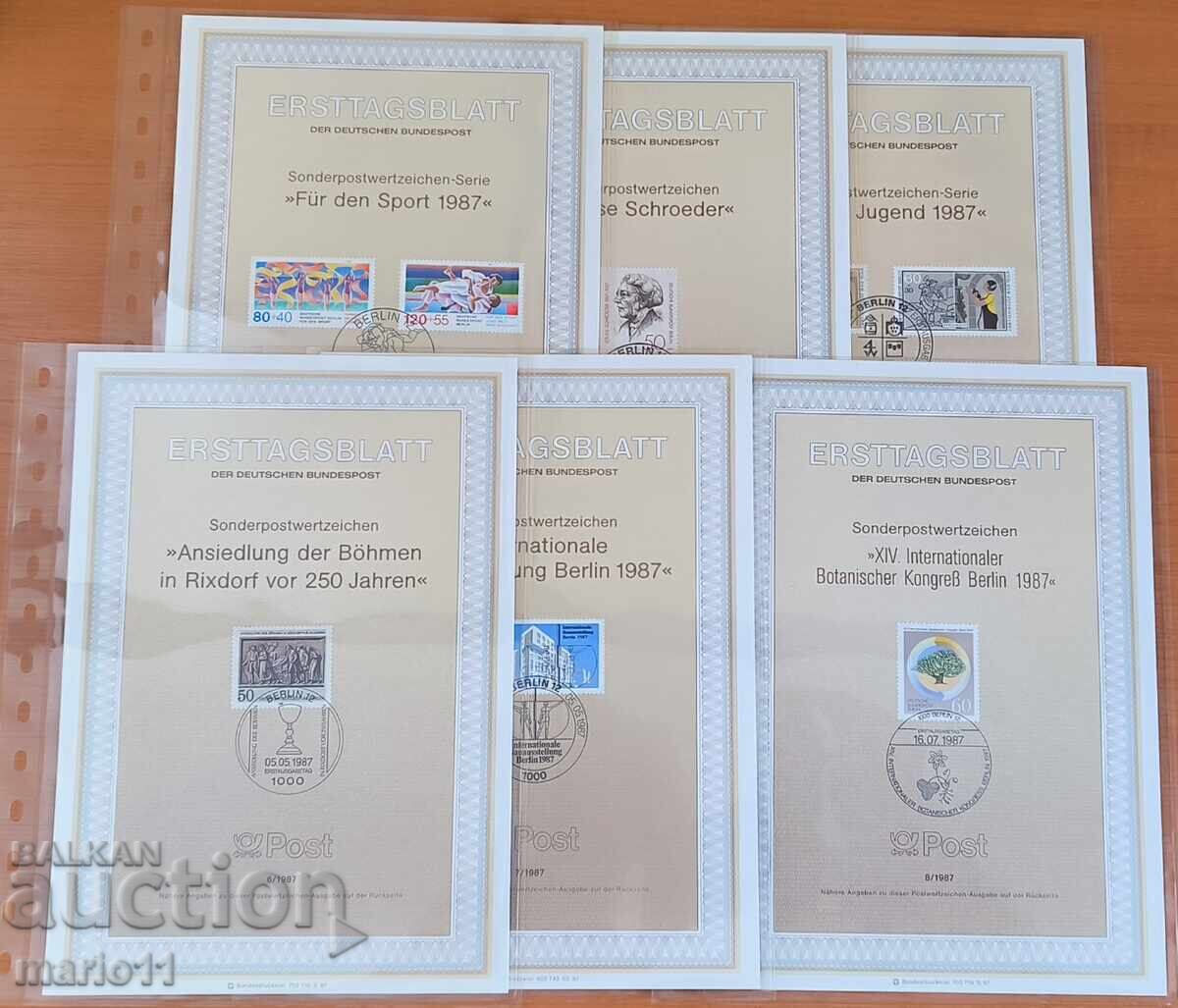 Γερμανικά φύλλα πρώτης ημέρας κυκλοφορίας Γερμανικά φύλλα πρώτης ημέρας κυκλοφορίας