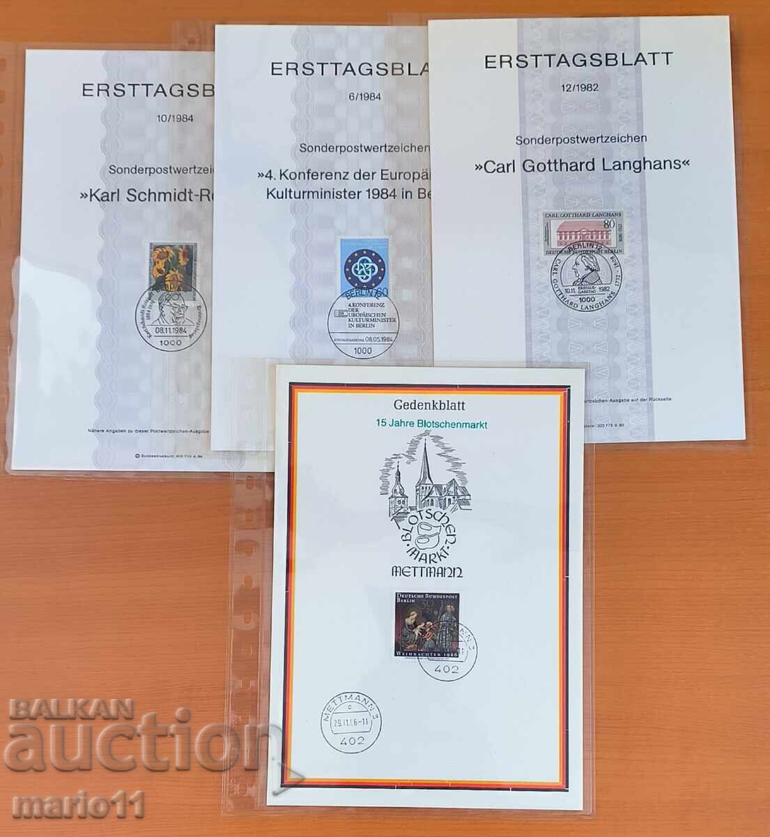 Γερμανικά φύλλα πρώτης ημέρας κυκλοφορίας με τιμή € 3.00 | 5.87 BGN Γερμανικά φύλλα πρώτης ημέρας κυκλοφορίας με τιμή € 3.00 | 5.87 BGN