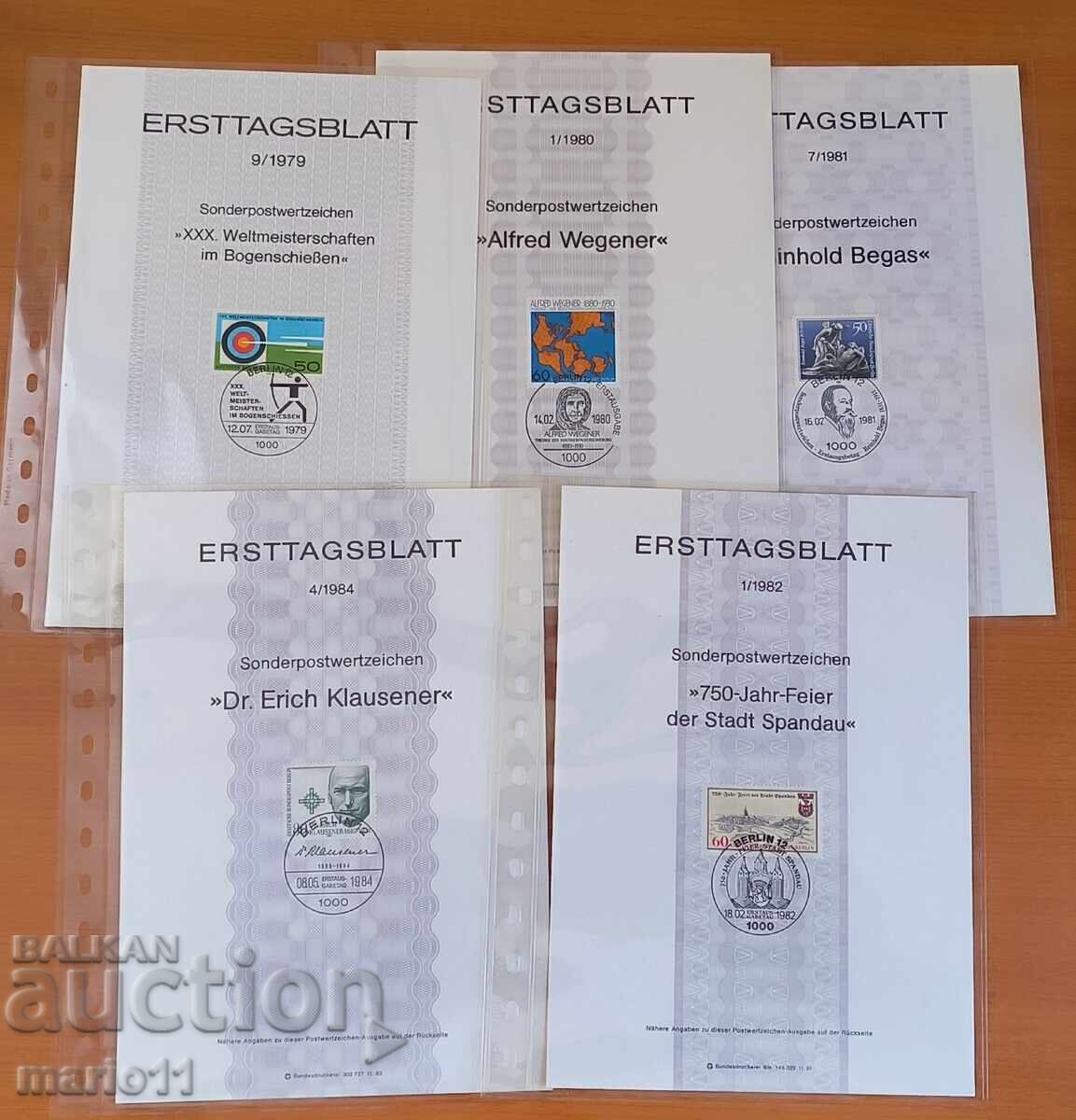 Γερμανικά φύλλα πρώτης ημέρας κυκλοφορίας Γερμανικά φύλλα πρώτης ημέρας κυκλοφορίας