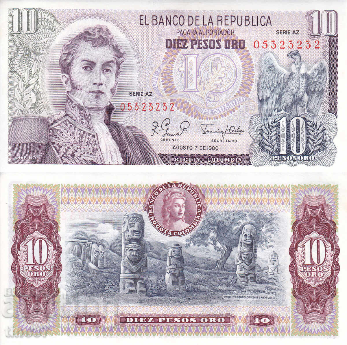tino37- ΚΟΛΟΜΒΙΑ - 10 PESOS ORO - 1980 - UNC