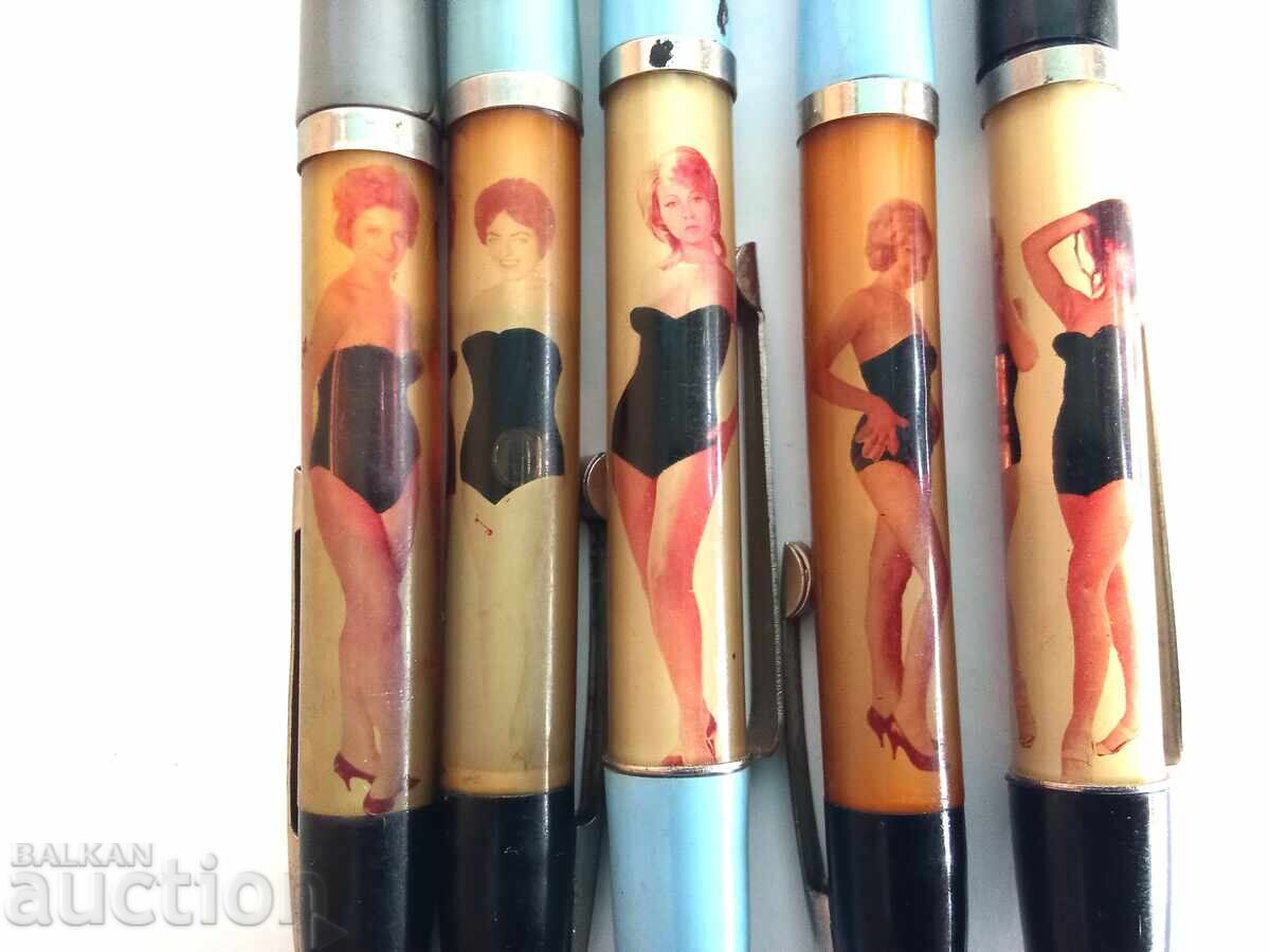 Licitație pixuri vechi cu femei care se dezbracă