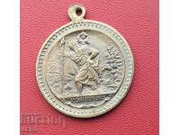 Medal - Religious pendant of St. Christopher carrying the baby Jesus