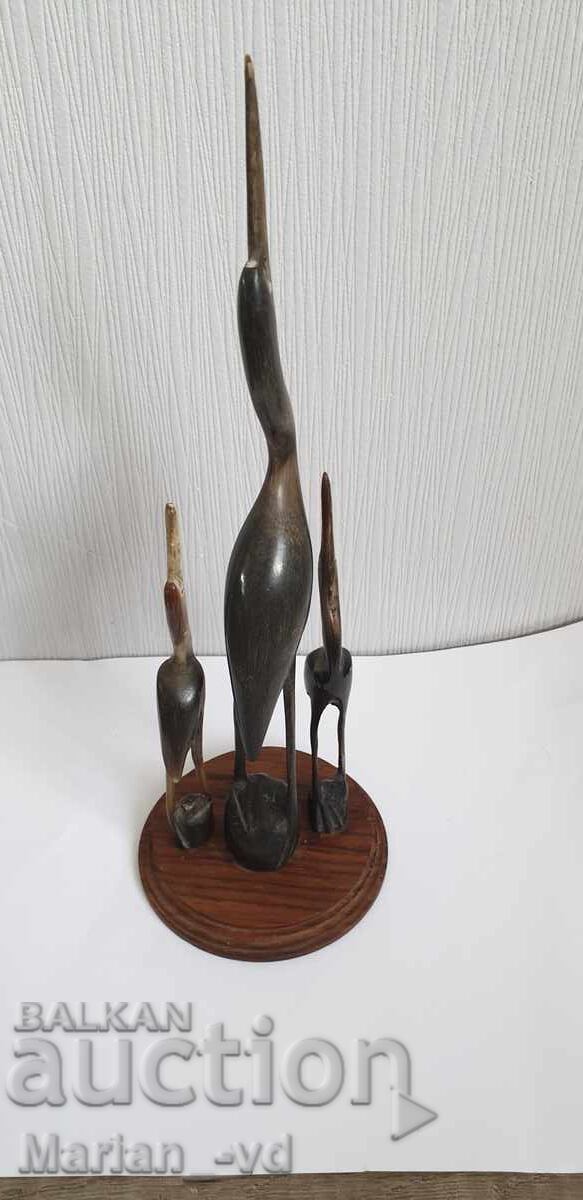Statuetă lucrată manual din corn de bivol reprezentând stârci - 6 Statuetă lucrată manual din corn de bivol reprezentând stârci - 6