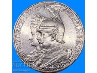 Germania 2 mărci 1901 Wilhelm II - jubiliară 200 ani Prusia argint