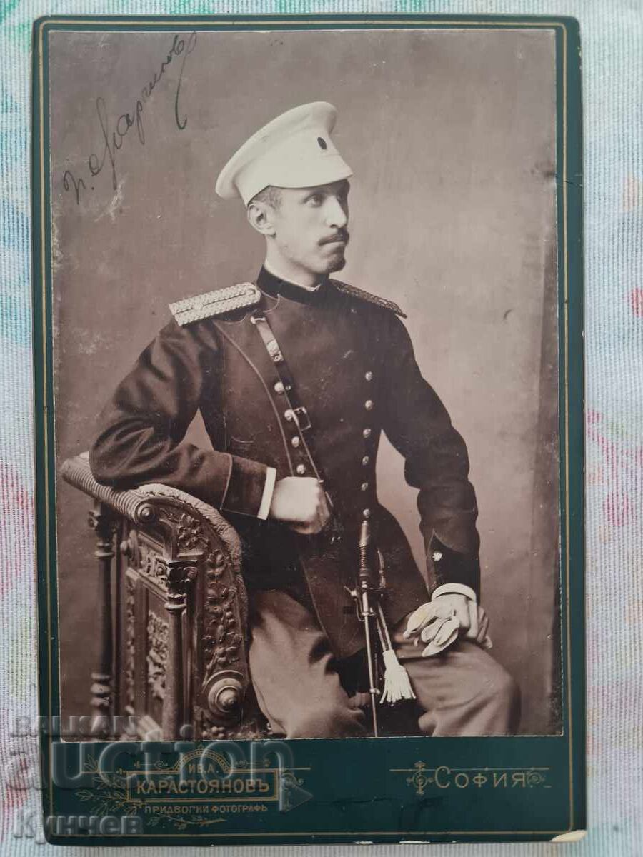 Стара снимка, картон, военен, офицер, война