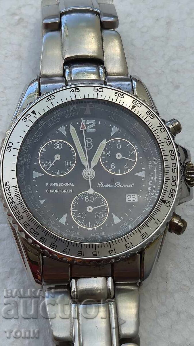 PIERRE BONNET CHRONOGRAPH QUARTZ RARE WORKING NO WARRANTY with price € 1.00 | 1.96 BGN PIERRE BONNET CHRONOGRAPH QUARTZ RARE WORKING NO WARRANTY with price € 1.00 | 1.96 BGN