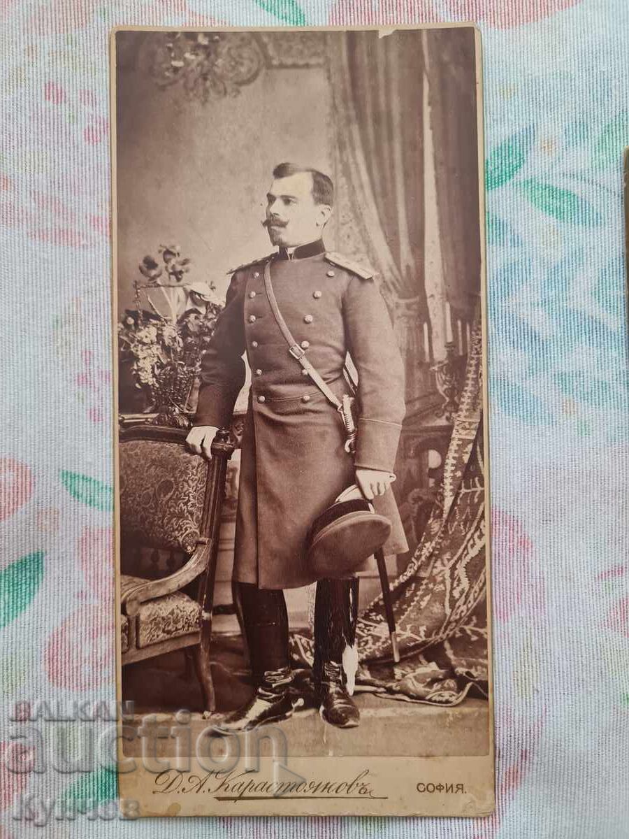 Παλιά φωτογραφία, χαρτόνι, στρατιωτικός, αξιωματικός, πόλεμος