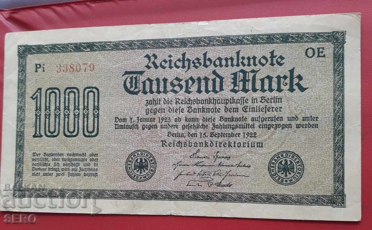 Банкнота-Германия-1000 марки 1922