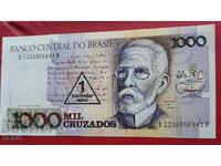 Banknote-Brazil-1 new cruzado on 1000 cruzados banknote