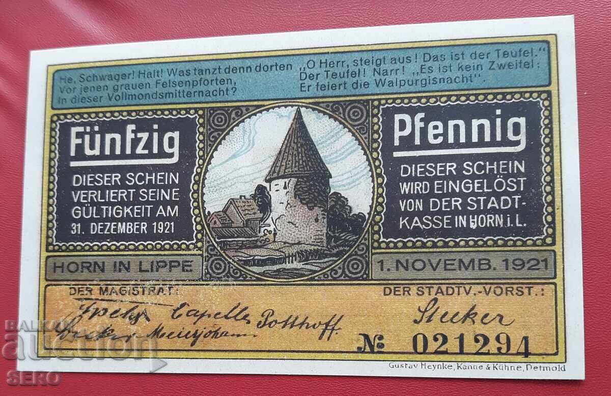 Банкнота-Германия-С.Рейн-Вестфалия-Хорн-50 пфенига 1921
