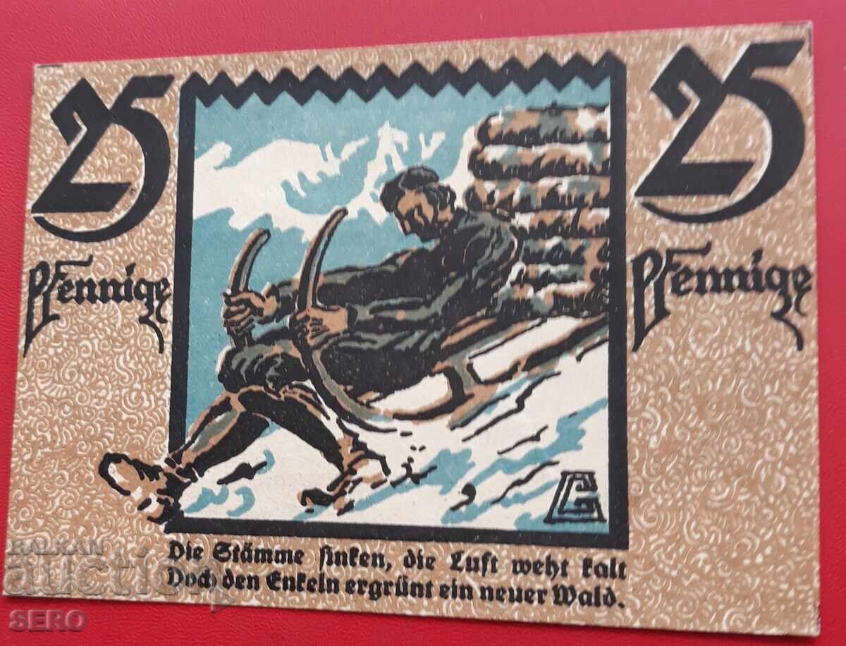 Банкнота-Германия-Силезия-Хиршберг-25 пфенига