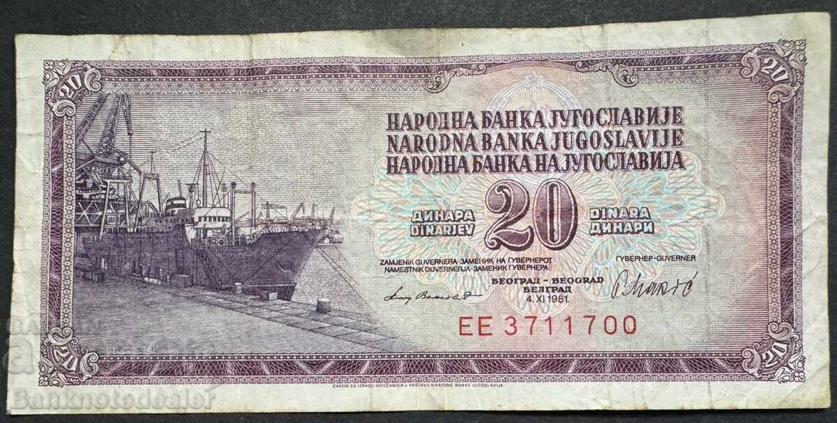 Iugoslavia 20 Dinari 1981 Pick 92d Ref 1700