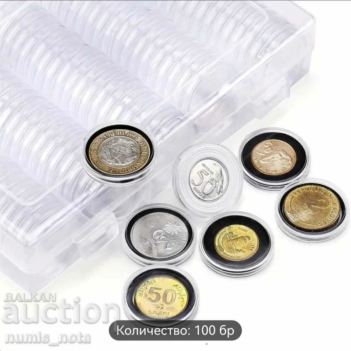 Cutie cu 100 capsule monede - până la 30 mm cu regulator /c - 5