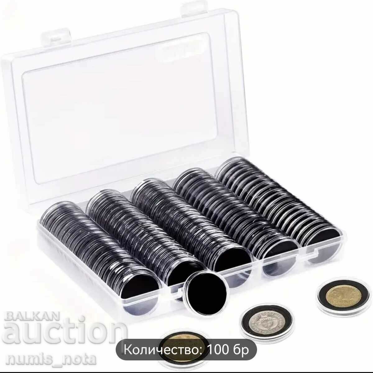 Cutie cu 100 capsule monede - până la 30 mm cu regulator /c