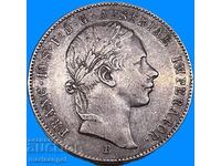 20 кройцера 1855 Австрия Франц Йозеф сребро Патина RARE