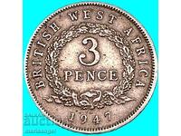 Africa de Vest Britanică 3 pence 1947 argint