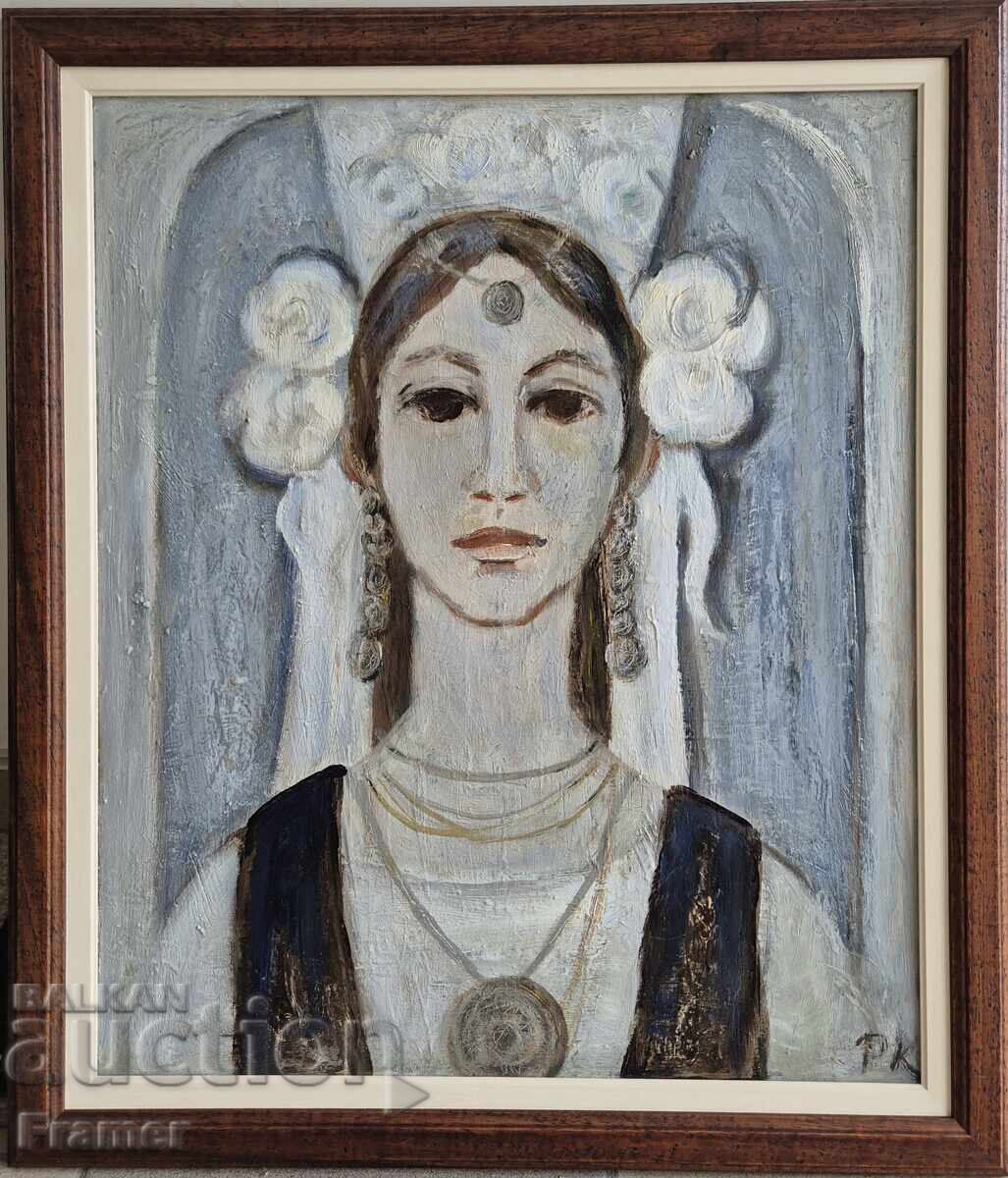 Roksandra Kostova Bulgăroaică-Lazarca ulei circa 1970