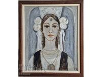 Roksandra Kostova Bulgăroaică-Lazarca ulei circa 1970