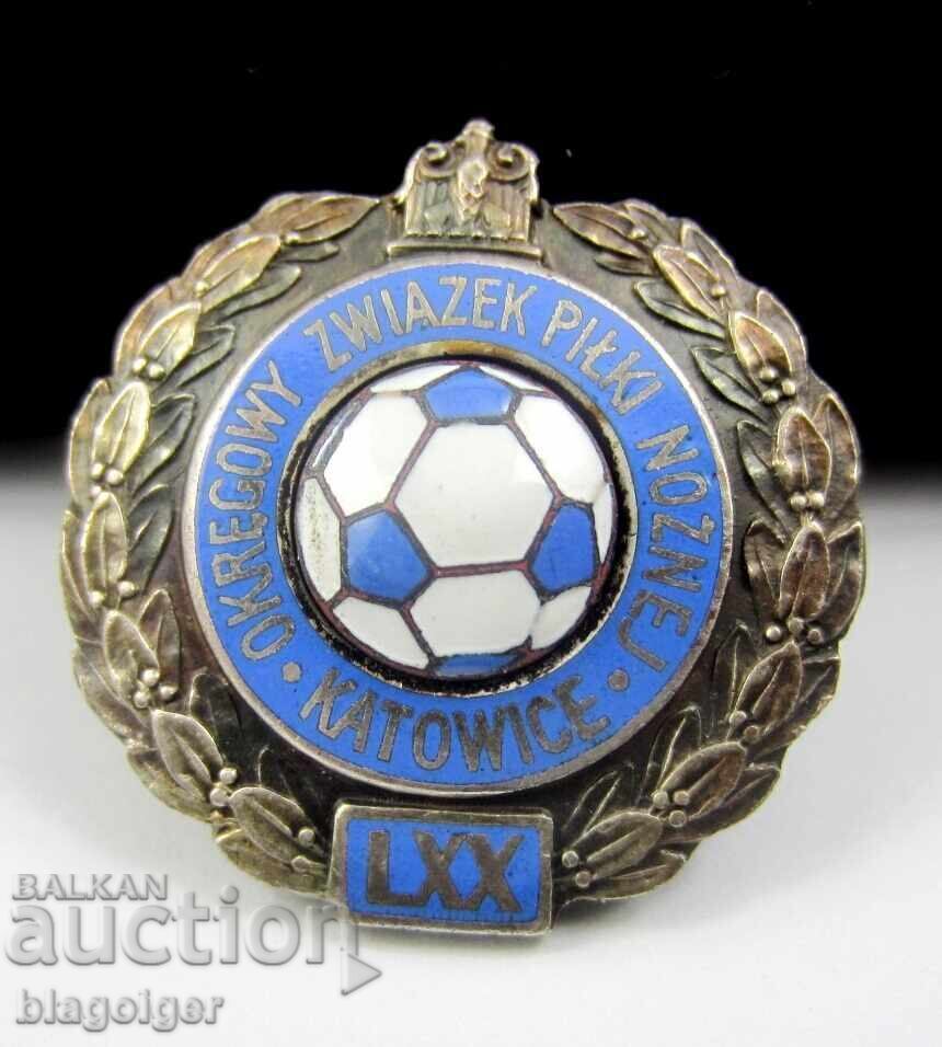 Insignă fotbal poloneză-Katowice-Email-Șurub