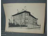 Litografie arhitecturală din Viena din 1900 a unei clădiri rezidențiale (casă)