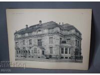 Litografie arhitecturală din Viena din 1900 a unei clădiri rezidențiale (casă)