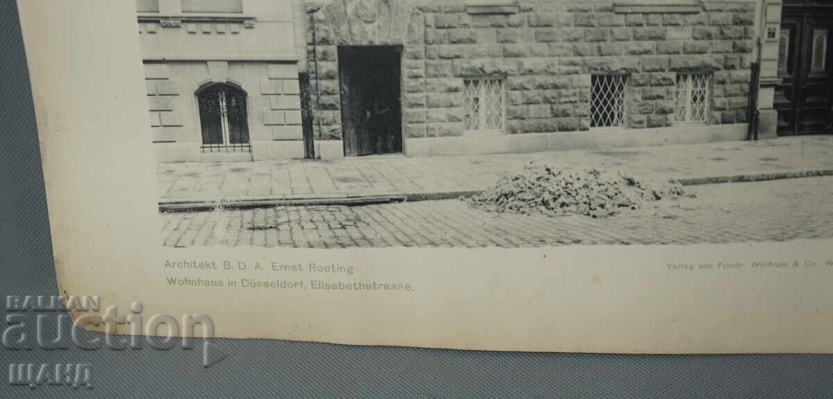 Litografie arhitecturală din Viena din 1900 a unei clădiri rezidențiale (casă) cu preț € 2.60 | 5.09 BGN